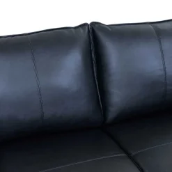 Best Wohnen Schwarze Wohnzimmercouch aus Leder in Vintage Optik - Lagon