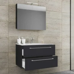 Sale Wohnen Schwarzer Badezimmer-Waschplatz Set - Gloriella (zweiteilig)