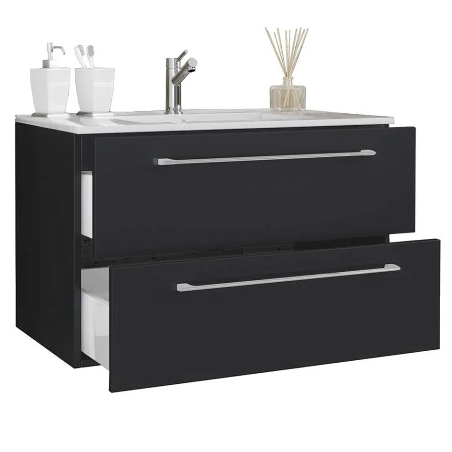 Sale Wohnen Schwarzer Badezimmer-Waschplatz Set - Gloriella (zweiteilig)
