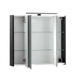 Sale Wohnen Schwarzer Bad-Spiegelschrank 3-türig - Riguna