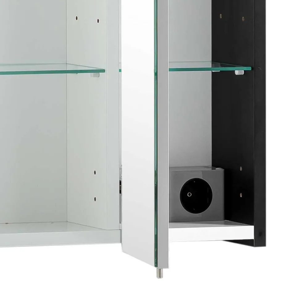 Sale Wohnen Schwarzer Bad-Spiegelschrank 3-türig - Riguna