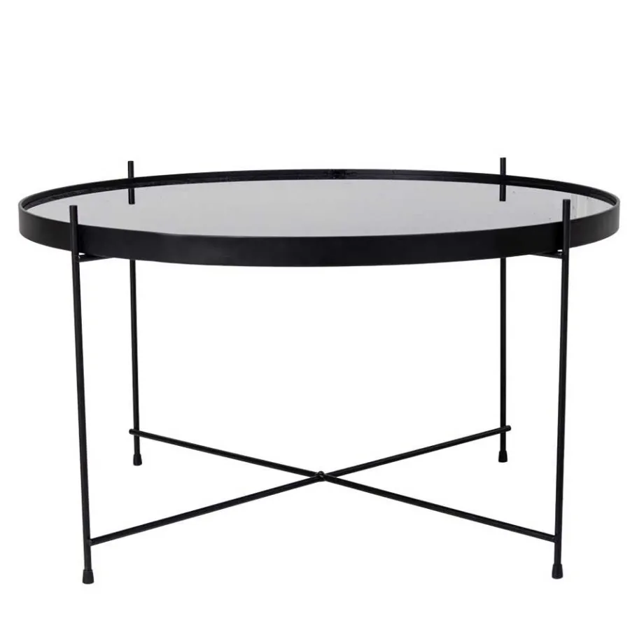 Sale Wohnen Schwarzer Glas Wohnzimmertisch in Rund 70 cm - Chroma