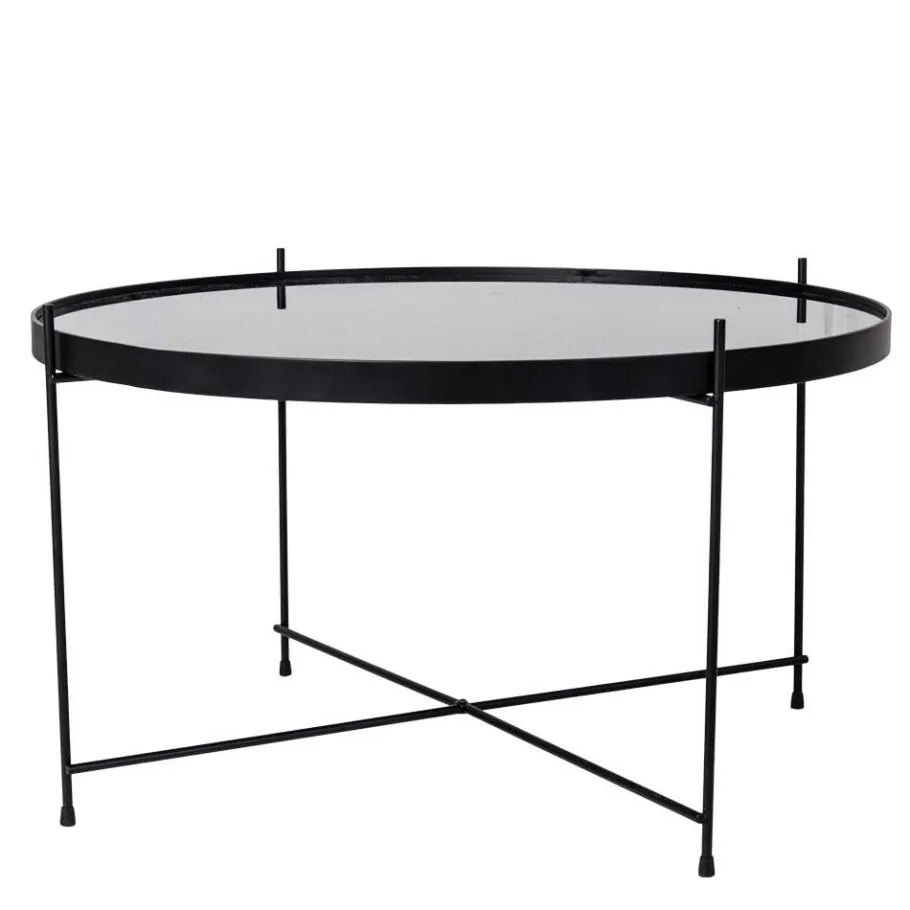 Sale Wohnen Schwarzer Glas Wohnzimmertisch in Rund 70 cm - Chroma