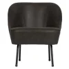 Clearance Wohnen Schwarzer Ledersessel Retro Carlot aus Recyclingleder