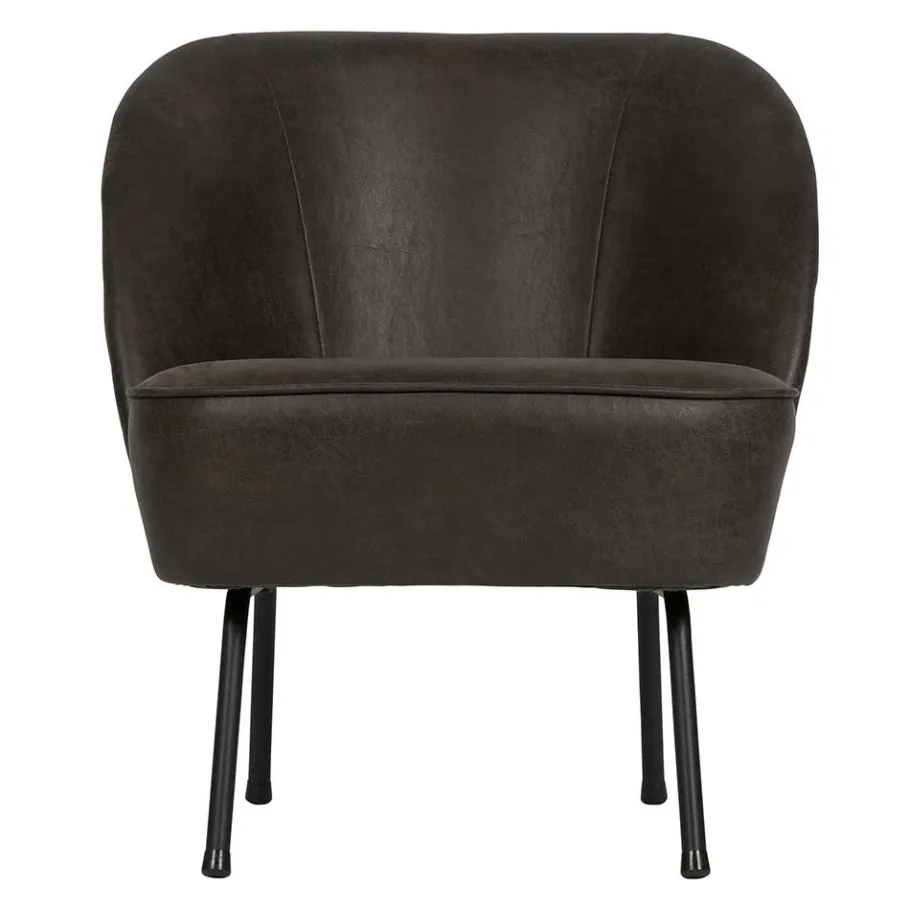 Clearance Wohnen Schwarzer Ledersessel Retro Carlot aus Recyclingleder
