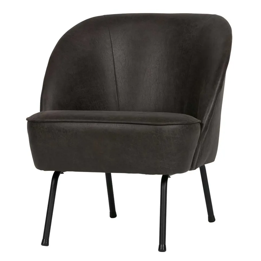 Clearance Wohnen Schwarzer Ledersessel Retro Carlot aus Recyclingleder
