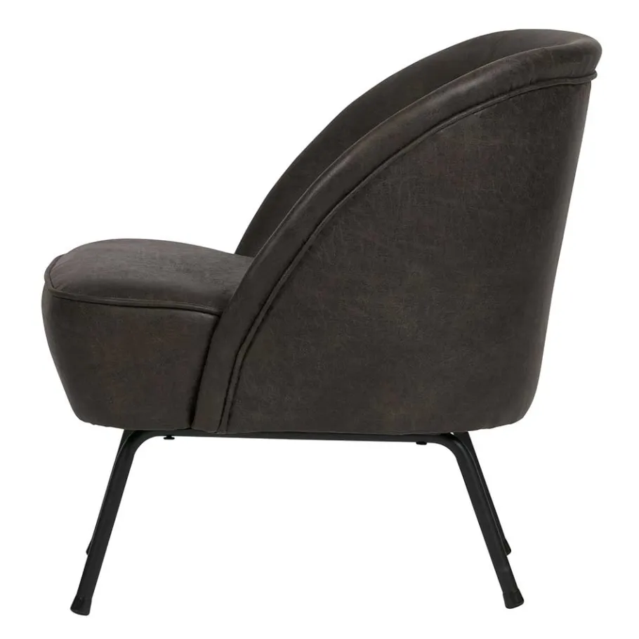 Clearance Wohnen Schwarzer Ledersessel Retro Carlot aus Recyclingleder