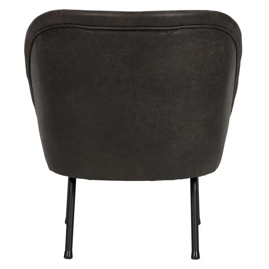Clearance Wohnen Schwarzer Ledersessel Retro Carlot aus Recyclingleder