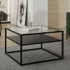 Wohnen Schwarzer Metalltisch mit Glasplatte - Heveas