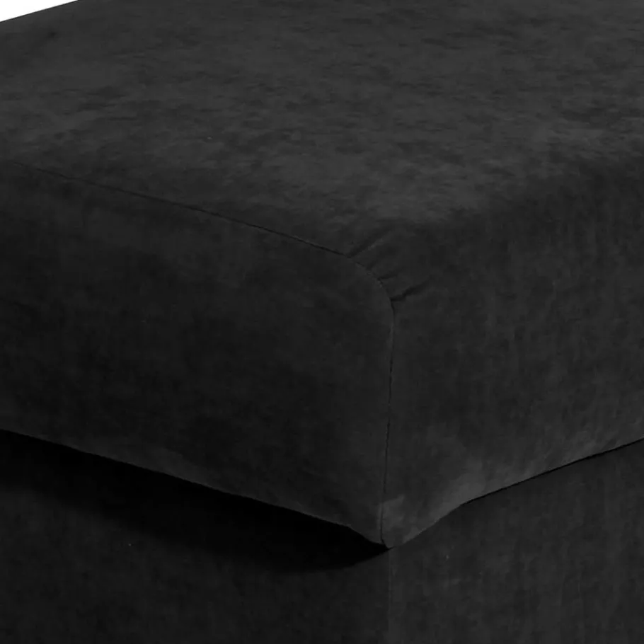 Outlet Wohnen Schwarzer Polsterhocker mit Veloursbezug - Bravassa