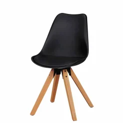 Hot Wohnen Schwarzer Schalenstuhl Montes im Retro Design (2er Set)