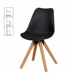 Hot Wohnen Schwarzer Schalenstuhl Montes im Retro Design (2er Set)