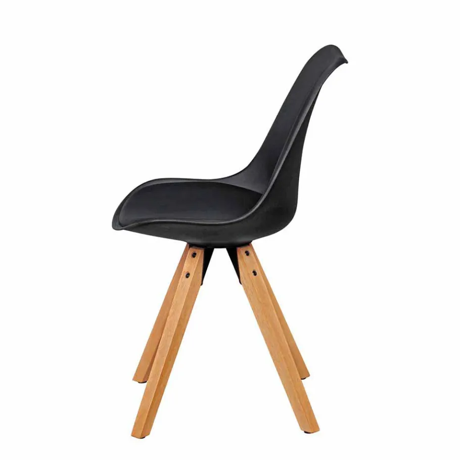 Hot Wohnen Schwarzer Schalenstuhl Montes im Retro Design (2er Set)
