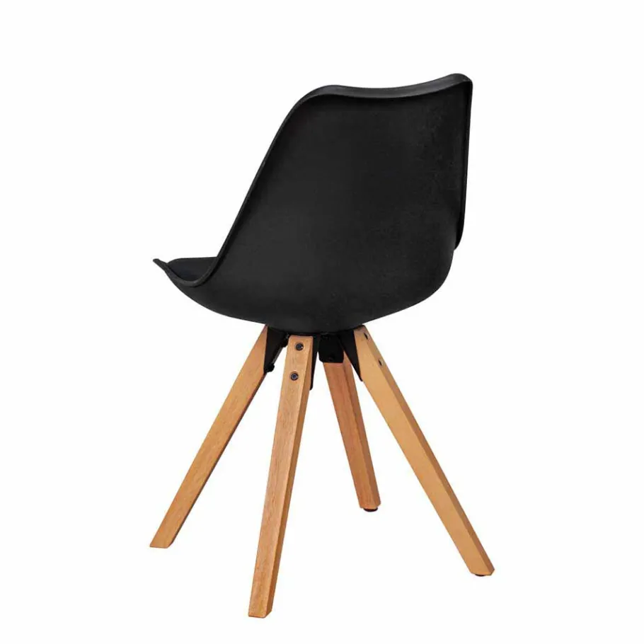 Hot Wohnen Schwarzer Schalenstuhl Montes im Retro Design (2er Set)