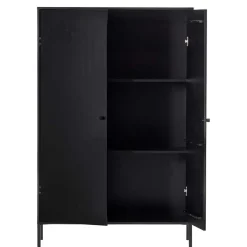 Outlet Wohnen Schwarzer Schrank mit Doppeltür - 100x155x40 - Burgossi