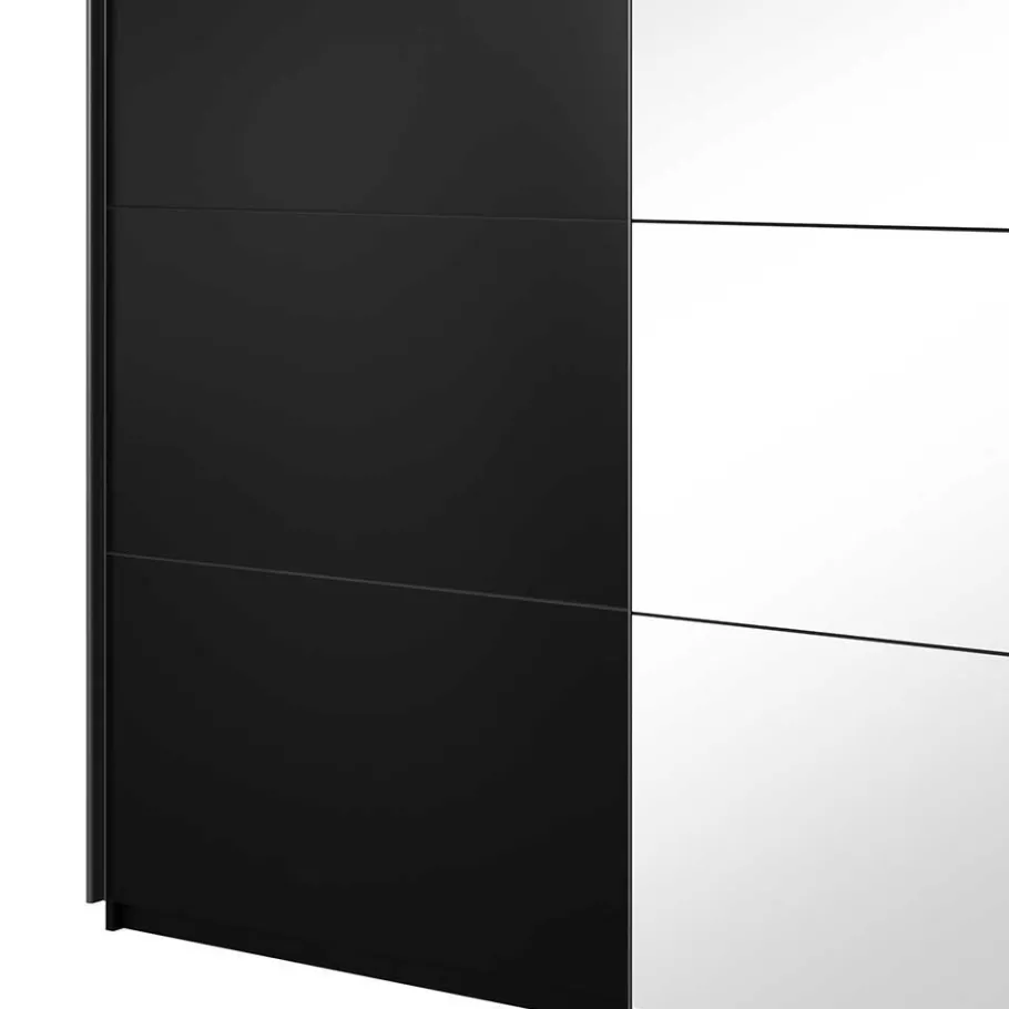 Best Wohnen Schwarzer Schwebetürenschrank mit Spiegel - Excellenta