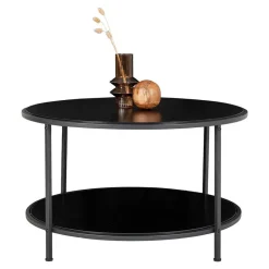 Hot Wohnen Schwarzer Sofatisch mit Ablage in modernem Design - Caveira