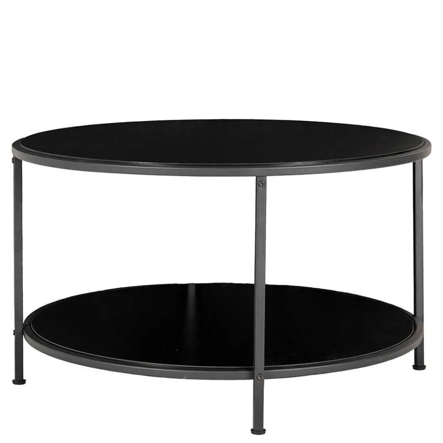 Hot Wohnen Schwarzer Sofatisch mit Ablage in modernem Design - Caveira