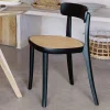 Hot Wohnen Schwarzer Stühle mit Rattan - Racer (2er Set)