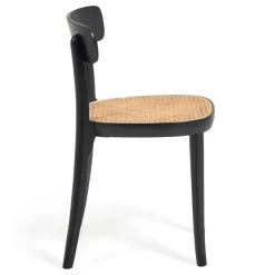Hot Wohnen Schwarzer Stühle mit Rattan - Racer (2er Set)