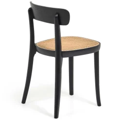 Hot Wohnen Schwarzer Stühle mit Rattan - Racer (2er Set)
