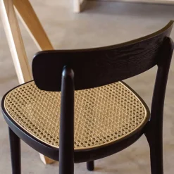 Hot Wohnen Schwarzer Stühle mit Rattan - Racer (2er Set)