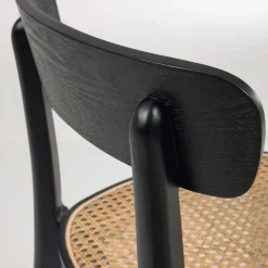 Hot Wohnen Schwarzer Stühle mit Rattan - Racer (2er Set)