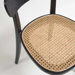 Hot Wohnen Schwarzer Stühle mit Rattan - Racer (2er Set)