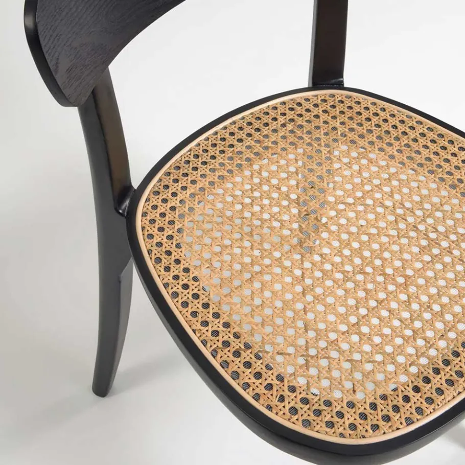 Hot Wohnen Schwarzer Stühle mit Rattan - Racer (2er Set)