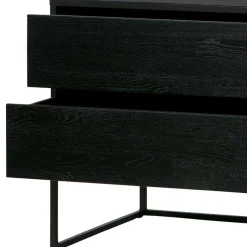 Hot Wohnen Schwarzer TV Unterschrank mit zwei Schubladen - Almery