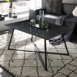 Hot Wohnen Schwarzer Wohnzimmer Sofatisch mit Marmorplatte - Anyala