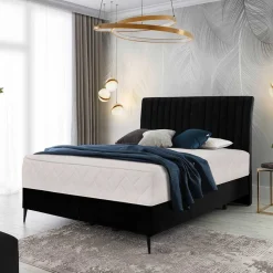 Discount Wohnen Schwarzes Boxspringbett mit Stoffbezug - Mexa