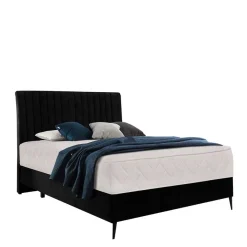 Discount Wohnen Schwarzes Boxspringbett mit Stoffbezug - Mexa