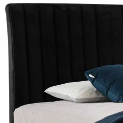 Discount Wohnen Schwarzes Boxspringbett mit Stoffbezug - Mexa