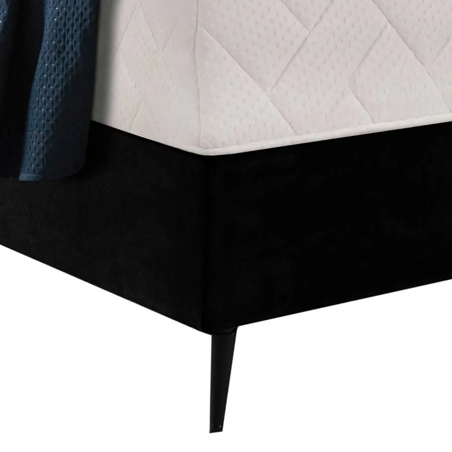 Discount Wohnen Schwarzes Boxspringbett mit Stoffbezug - Mexa