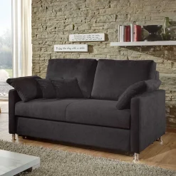 Clearance Wohnen Schwarzes 2er Sofa mit Schlaffunktion - Laromain