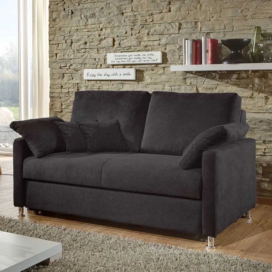 Clearance Wohnen Schwarzes 2er Sofa mit Schlaffunktion - Laromain