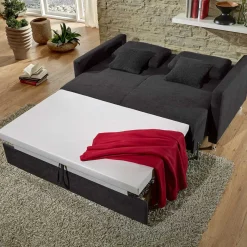 Clearance Wohnen Schwarzes 2er Sofa mit Schlaffunktion - Laromain