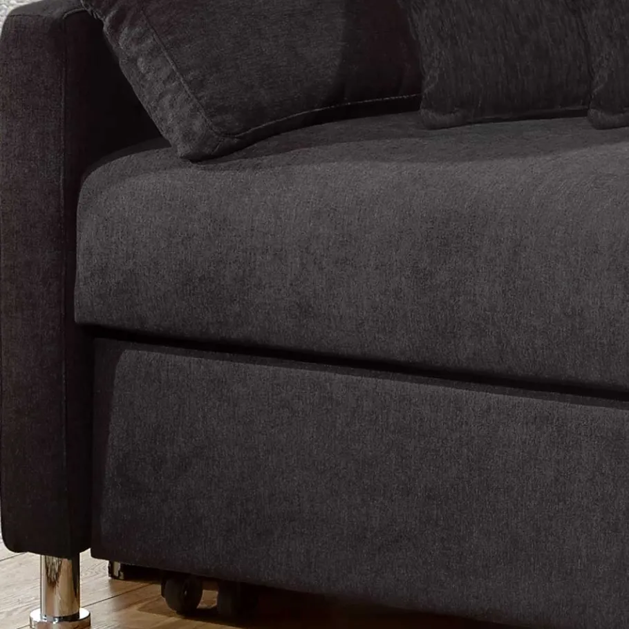 Clearance Wohnen Schwarzes 2er Sofa mit Schlaffunktion - Laromain