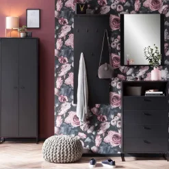 Wohnen Schwarzes Flurmöbel Set - Anderian (vierteilig)