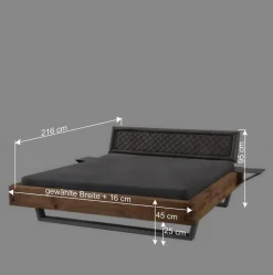 Hot Wohnen Schwebebett mit Leder-Kopfteil - Emjan