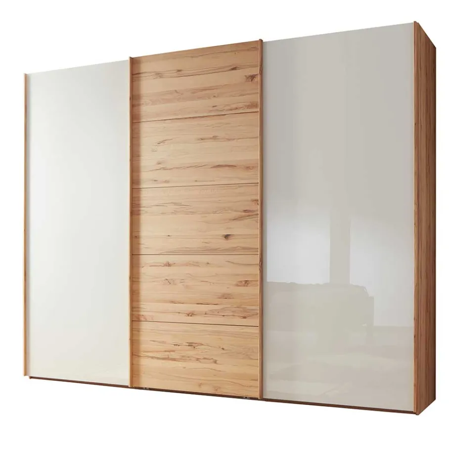 Hot Wohnen Schwebetürenschrank in Kernbuche & Beige - Krofun