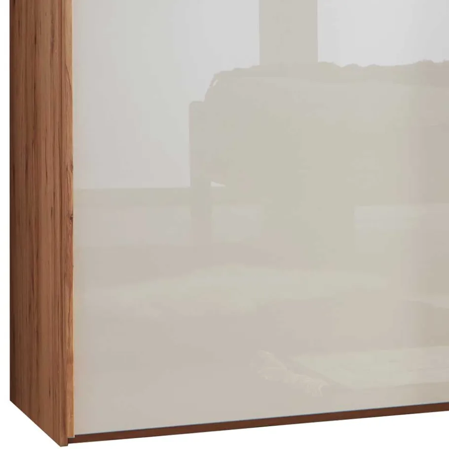 Hot Wohnen Schwebetürenschrank in Kernbuche & Beige - Krofun