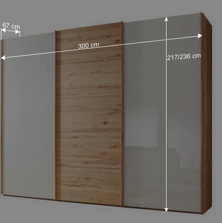 Hot Wohnen Schwebetürenschrank in Kernbuche & Beige - Krofun