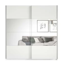 New Wohnen Schwebetürenschrank in Weiß mit Spiegel - Juleste