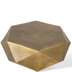 Hot Wohnen Sechseckiger Couchtisch aus Alu Guss in Gold - Geniale