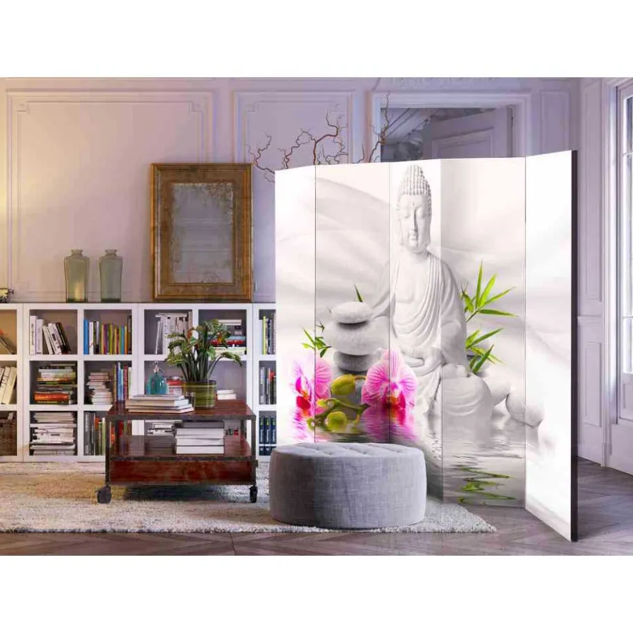 New Wohnen 2-seitiger Druck Paravent Weißer Buddha - Boom