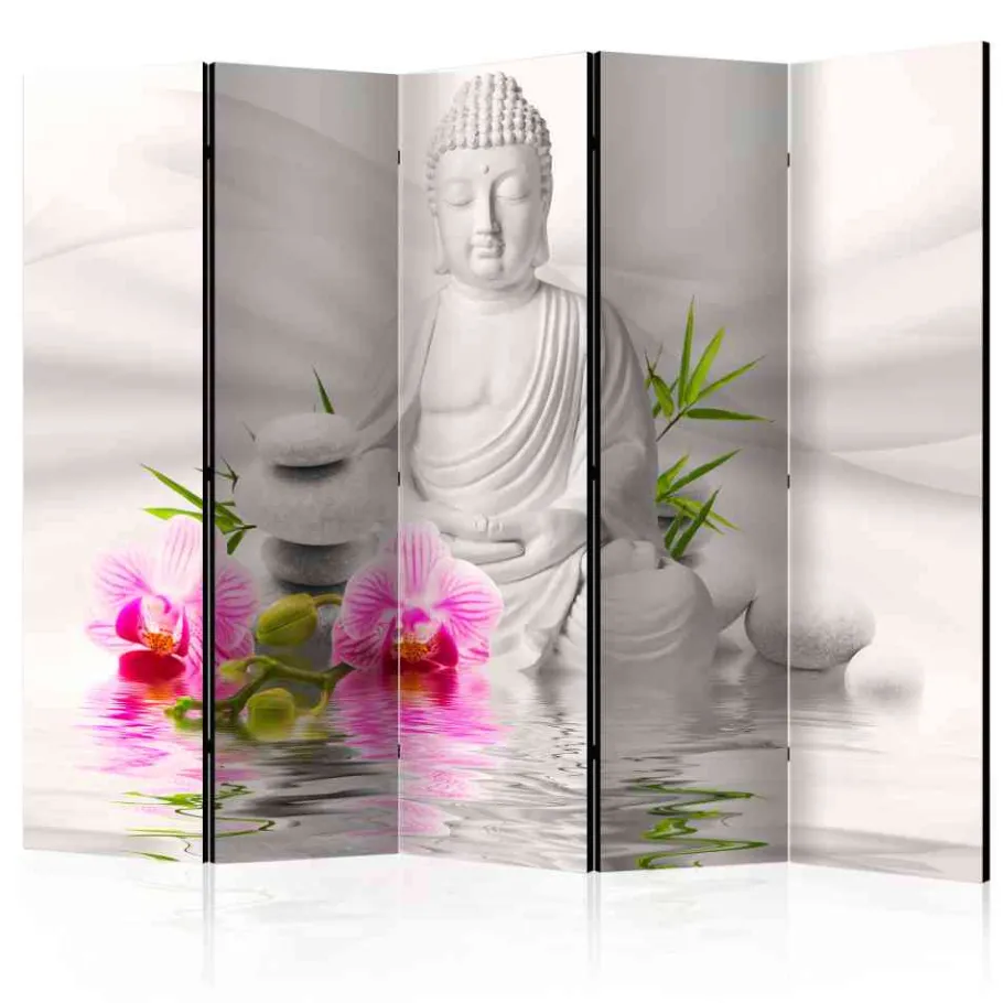 New Wohnen 2-seitiger Druck Paravent Weißer Buddha - Boom
