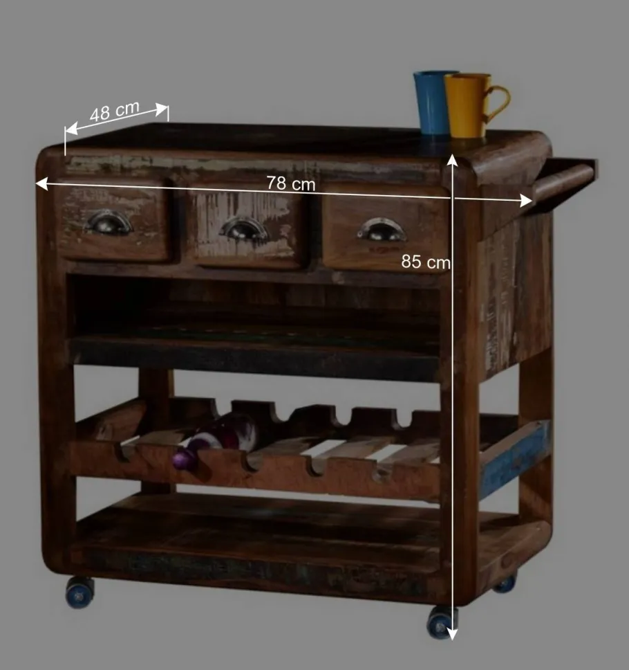 Wohnen Servierwagen Clarendon in Shabby Chic Design