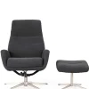 Discount Wohnen Sessel & Fußhocker Set in Grau Samt - Gowri (zweiteilig)